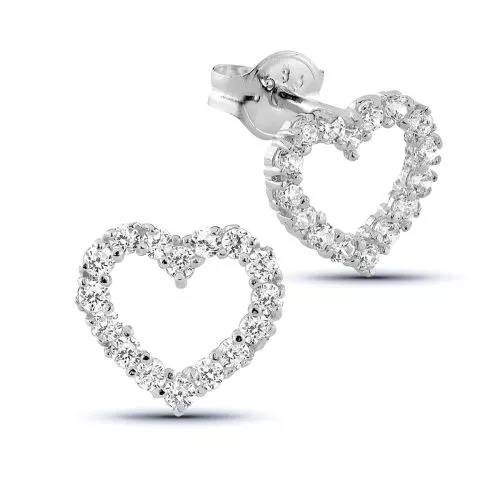 Valkokultaiset sydänkorvakorut K-E34586ZW-1