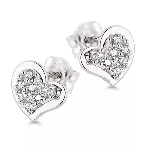 Valkokultaiset korvakorut, sydän K-E34938ZW-1