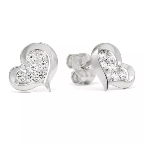 Valkokultaiset sydänkorvakorut K-E37990ZW-1