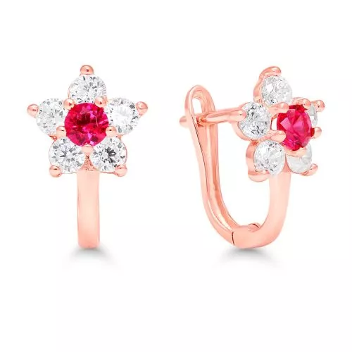 Punakultaiset rengaskorvakorut, kukka K-E42007ZpuRG-1