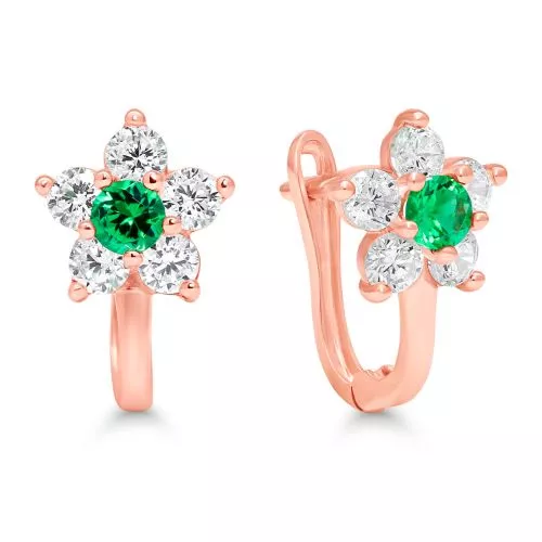 Punakultaiset rengaskorvakorut / kukka K-E42007ZviRG-1