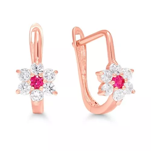 Punakultaiset korvakorut / kukka K-E43215ZpuRG-1