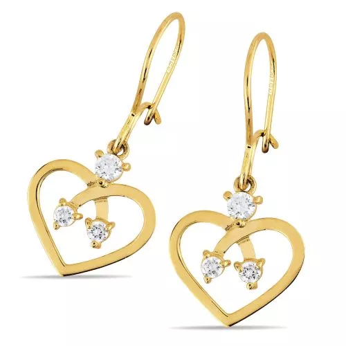 Kultaiset koukkukorvakorut, sydän K-E70056Z-1
