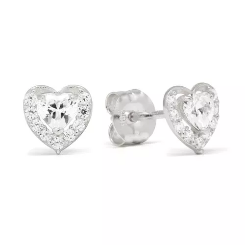 Weißes Goldiset HerzOhrringe K-E90968ZW-1
