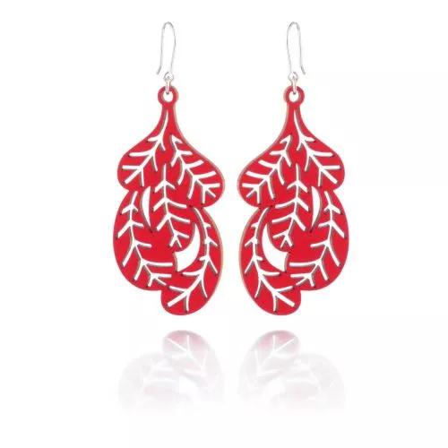 Lumoava Fantasia puukorvakorut / punainen LV5233700030-1