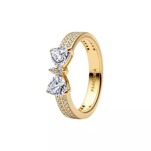 Pandora Sparkling Bow Double-row Ring 163552C01