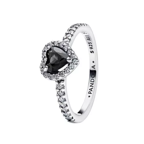 Pandora Elevated Black Heart Ring 198421C04