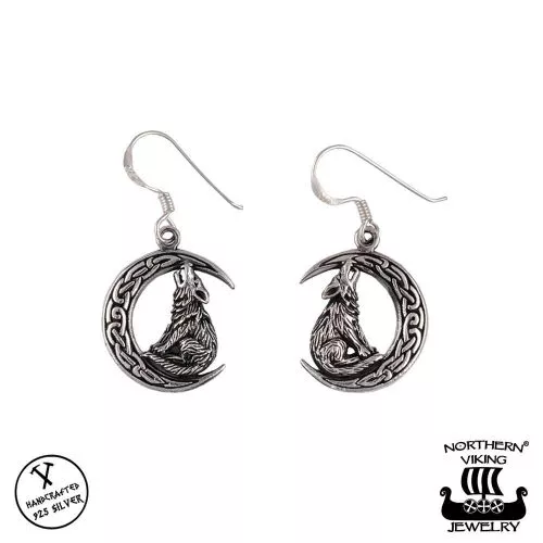 Northern Viking Jewelry Moon Wolf Ohrringe NVJKK034-1