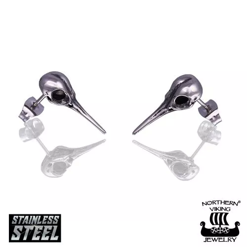 Northern Viking Jewelry Raven Skull Ohrringe NVJKK036-1