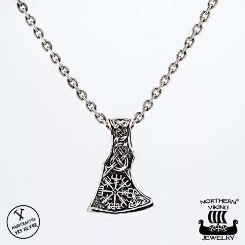 Northern Viking Jewelry Vegvisir Axehead -Anhänger NVJ-H-RS048-1