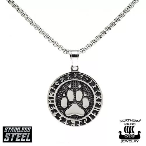 Northern Viking Jewelry Wolf Paw Rune Halskette (50cm) NVJRS064-1