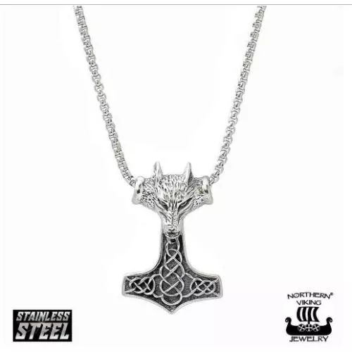 Northern Viking Jewelry Fenrir Wolfhead Thorin Vasara -kaulakoru 60 cm NVJRS052-1