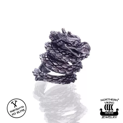 Northern Viking Jewelry Silver Dragon partakoru NVJHE021-1