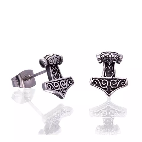 Northern Viking Jewelry Steel Raven Thor's Hammer korvakorut NVJKK040-1