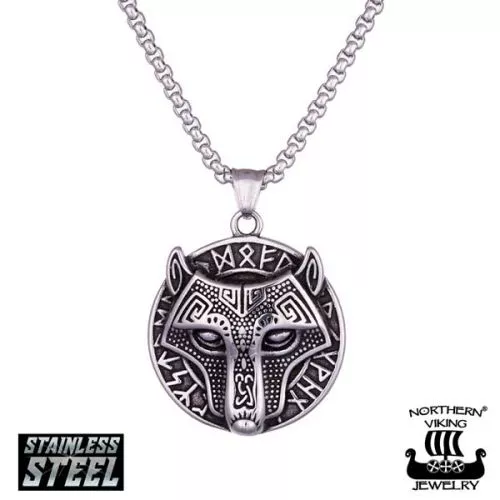 Northern Viking Jewelry Riimu Guardian Wolf kaulakoru 55 cm NVJRS124-1