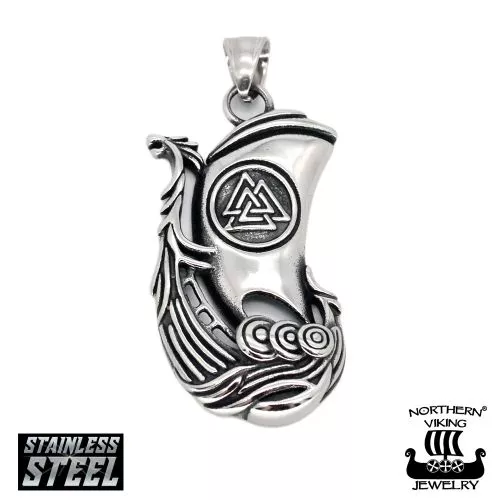 Northern Viking Jewelry Valknut Viking Ship kaulakoru 50 cm NVJRS134-1