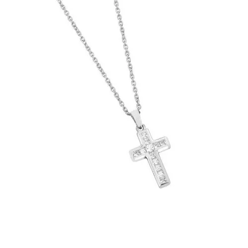 Hopeinen ristikaulakoru 19 x 12,5 mm 42+3 cm OTN-230626 42+3-1