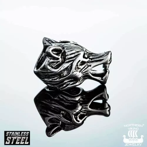 Northern Viking Jewelry Wolf Head -partakoru NVJHE009-1