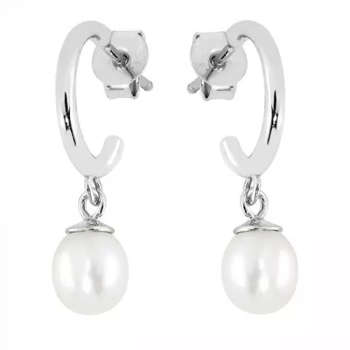 Hopeiset korvakorut, helmi PEDS0889-1