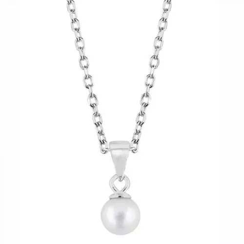 Hopeinen kaulakoru, kastehelmi PEND W/PEARL 5MM 36+2CM-1