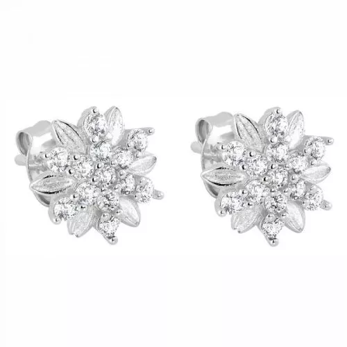 Hopeiset korvakorut, kukka PESS1033-1