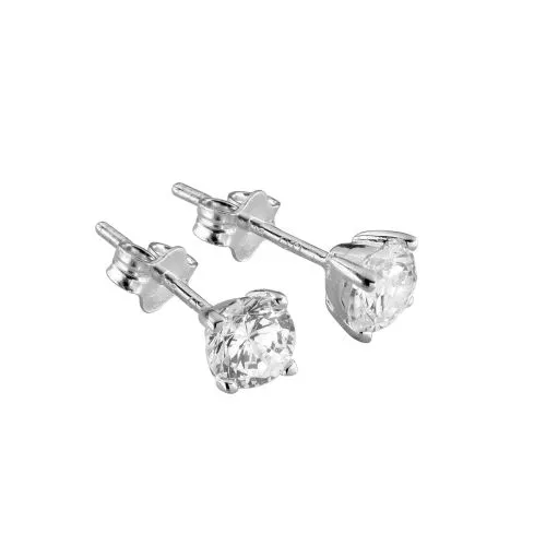 Hopeiset tappikorvakorut, zirkonia 5mm 10020 A-18-1