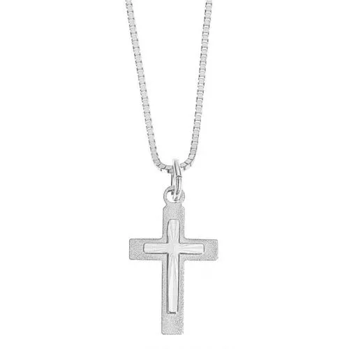 Weißes Goldinen  Kreuzen Anhänger RC0001 WG 585-1