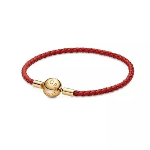 Pandora Moments Red Woven Leather rannekoru 19 cm 568777C01-1