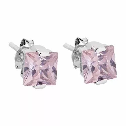 Hopeiset korvakorut, vaaleanpunainen kivi SCE05028-20-1