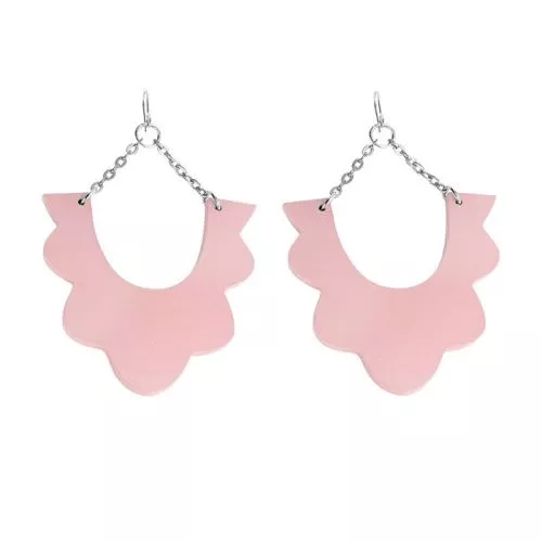 Wood puiset korvakorut 56mm, vaaleanpunainen-1