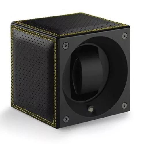 SwissKubik Masterbox Leather Racing Yellow kellonpyöritin SK01.CV.RC.JAUNE-31