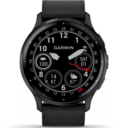 Garmin Venu 3 grafiitinharmaa kehä, musta runko ja musta nahkaranneke 010-02784-52-1