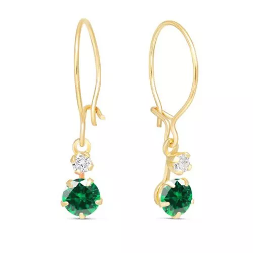Kultaiset koukkukorvakorut, vihreä zirkonia 23-1003VIHR-1