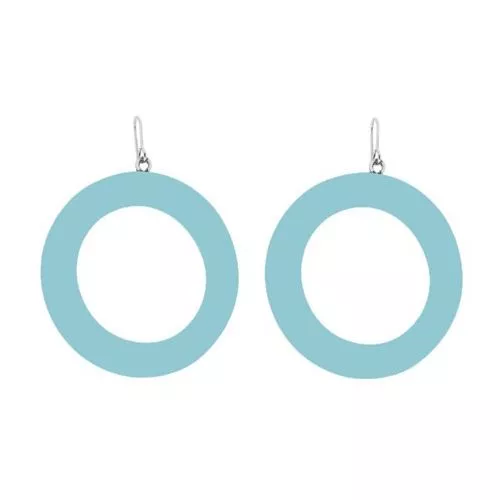 Wood puiset korvakorut, turkoosi rinkula -1