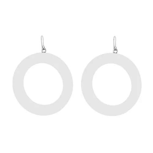 Wood puiset korvakorut, valkoinen rinkula -1