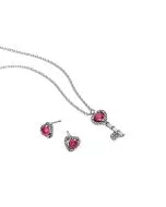 Elevated Heart Key Necklace and Earrings Jewellery Set