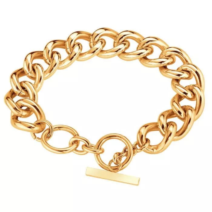 Teräsrannekoru, kullattu panssari B113-11G