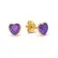 Gold Earrings with Purple Hearts 140651LILA-S