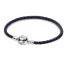 Pandora Round Clasp Blue Braided Leather Armband 20,5 cm 592790C0-1