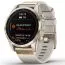 Garmin Fenix 7S Sapphire Solar, Vaalean kullan värinen titaani ja meleerattu kermanvärinen nailonhihna 010-02539-39-4