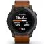 Garmin epix Pro (Gen 2) Sapphire Edition  51 mm Hiilenharmma DLC-pinnoitettu titaani, kastanjanruskea nahkahihna 010-02804-30-2