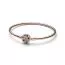 Pandora Moments Rose Sparkling Snowflake Clasp Bangle Armband 19cm 582338C01-1