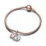 Pandora Moments Two-tone Twistable Heart Padlock Double Dangle hela 783079C01-2