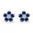 Kultaiset kukkakorvakorut, siniset kivet K-E37276Zsin-1