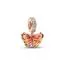 Pandora Pink & Yellow Murano Glass Butterfly Dangle Charme 782698C01-1