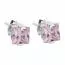 Hopeiset korvakorut, vaaleanpunainen kivi SCE05028-20-1