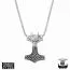 Northern Viking Jewelry Fenrir Wolfhead Thor´s Hammer -kaulakoru NVJRS052-1